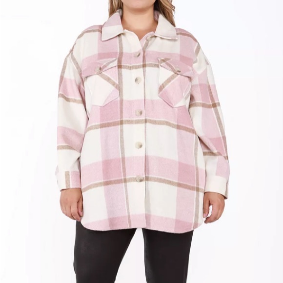 Pink Plaid Shacket - Picture 2 of 6